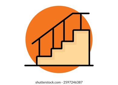 Stair icon. colored outline icon style. icon related to furniture. furniture elements vector illustration