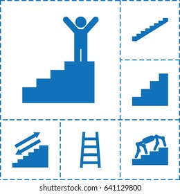 Stair icon. set of 6 stair filled icons such as stairs, ladder, stair