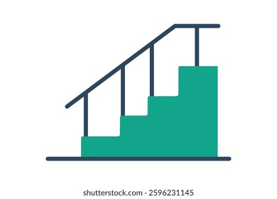 Stair icon. solid icon style. icon related to furniture. furniture elements vector illustration