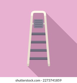 Stair ladder icon flat vector. Wood construction. Portable tool