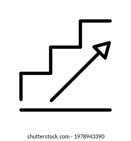 Stair line style icon with up arrow direction, editable lines. can be used for logo use. flat vector icon for any purpose
