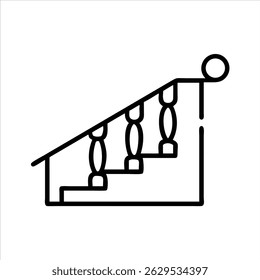 Diseño de icono de objeto de escalera en blanco y negro con contorno en negrita 