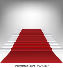 escalera de moqueta roja