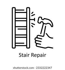 Stair Repair Outline Icon Design illustration. Home Repair And Maintenance Symbol on White background EPS 10 File