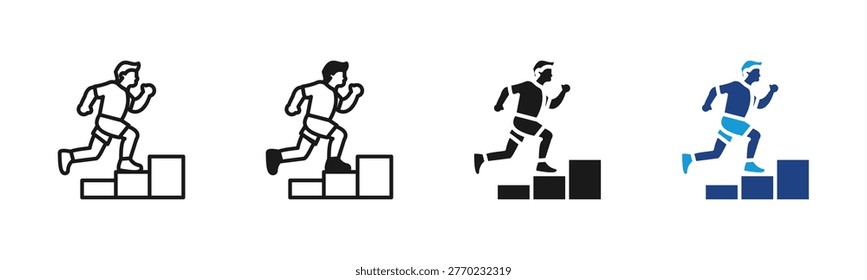 Stair Running icon set multiple style collection