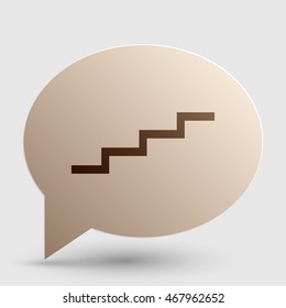 Stair up sign. Brown gradient icon on bubble with shadow.