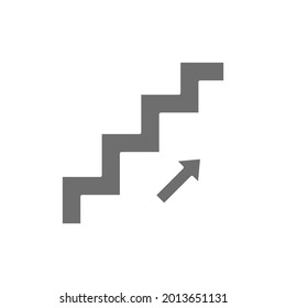 Stair up sign grey icon. Isolated on white background