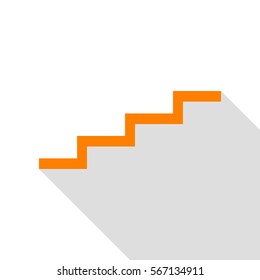 Stair up sign. Orange icon with flat style shadow path.