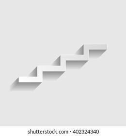 Stair up sign. Paper style icon with shadow on gray