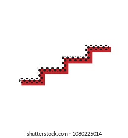 Stair up sign. Vector. Brown icon with shifted black circle pattern as duplicate at white background. Isolated.