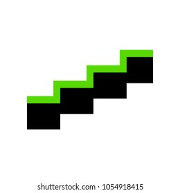 Stair up sign. Vector. Green 3d icon with black side on white background. Isolated.