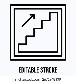 stair Up Sign Vector Icon, Isolated Vector Lineal Style Icon,