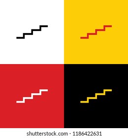 Stair up sign. Vector. Icons of german flag on corresponding colors as background.