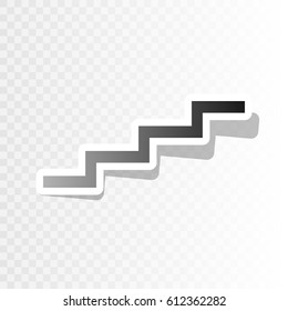 Stair up sign. Vector. New year blackish icon on transparent background with transition.