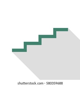 Stair up sign. Veridian icon with flat style shadow path.