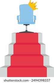 Stair step to chair with crown, Vector illustration in flat style

