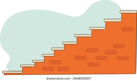 Stair steps in cartoon style. Isolated vector staircase with marble steps without railings