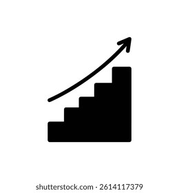 Stair Steps Forming Bar Chart Black Icon Showing Progress