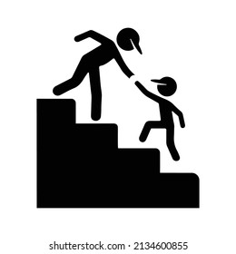 Stair steps, help icon. Black vector graphics.