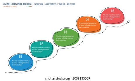 Escalones de grapas, infografías, Escala de logros, plantilla Infografía de línea de tiempo, niveles de inicio, pasos de proceso