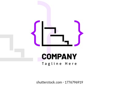 stair studio web code illustration logo template for developer, marketplace, software, team, technology, fin tech, coder, website, programmer, studio professional