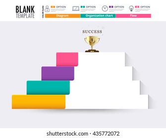 Stair to success  infographic design template for replace text, stair diagram, stair step up diagram, vector stock. (blank)