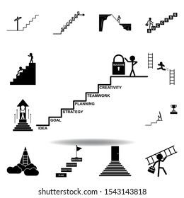 stair, success, target, lock icon. Can be used for web, logo, mobile app, UI UX on white background