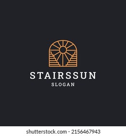 Icono del logotipo del sol de la escalera plantilla de diseño plano 