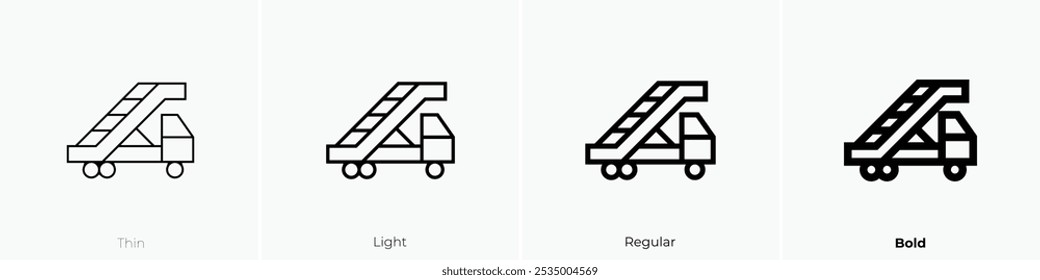 stair truck icon. Thin, Light Regular And Bold style design isolated on white background