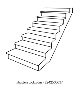 Stair vector icon.Outline vector icon isolated on white background stair .