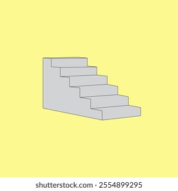 Stair  vector illustration on yellow background. Architecture for home. Modern building of exterior. 