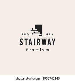 stair way tech digital hipster vintage logo vector icon illustration