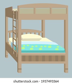 stair wooden bunk bed vector illustration