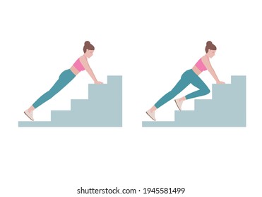 Stair workout: Exercises you can do at every staircase you find.
Benefits doing Mountain Climbers it which helps build strength in your hips. with Mountain Climbers.  Fitness and health concepts.