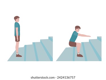 Stair workout: Exercises you can do at every staircase you find.
Extend arms in front and level with the shoulders. Slowing bending at the hips and lower down to sit on the chair. with Squats posture.