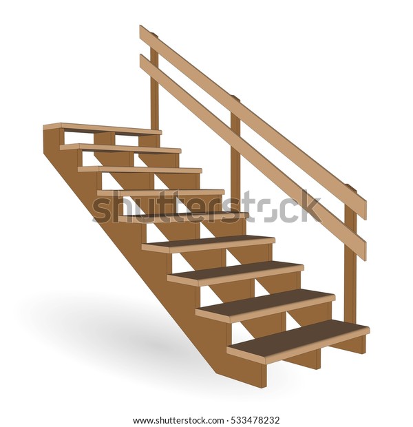 Staircase 3d Wooden Basement Side View Stock Vector (Royalty Free ...