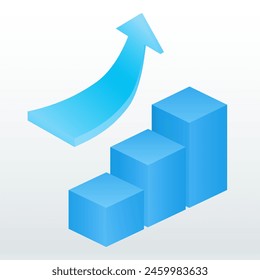 A staircase with up arrow. Convenient to use as business infographics. 3 D. Vector illustration.