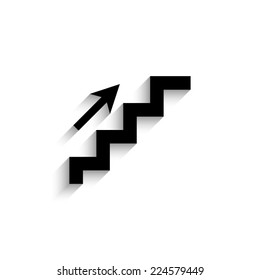 staircase - black vector icon with shadow
