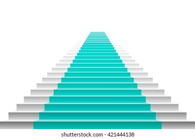 staircase with blue carpet. 