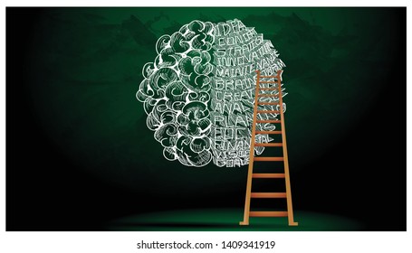  Staircase  - brain, sketch plan, text various - Creativity idea and concept modern design.