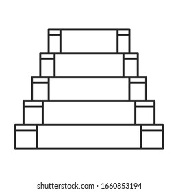 Treppe mit Teppichsymbol.Umrisssymbol Vektorillustration einzeln auf weißem Hintergrund Treppe mit Teppichboden.