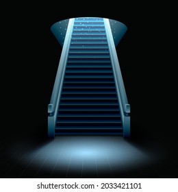 A staircase climbing up from darkness to bright light. Vector illustration.