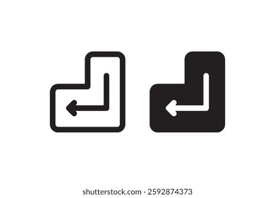 Staircase direction arrow icon in black and white Vector