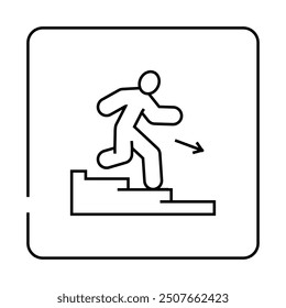 staircase down evacuation emergency line icon vector. staircase down evacuation emergency sign. isolated contour symbol black illustration