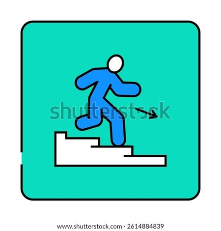 staircase down evacuation emergency line icon vector. staircase down evacuation emergency sign. isolated symbol illustration