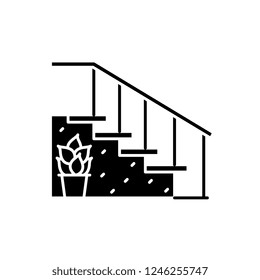 Staircase at the entrance black icon, vector sign on isolated background. Staircase at the entrance concept symbol, illustration 