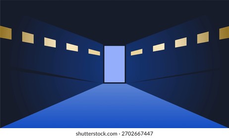 Treppe, flache Illustration, tiefe Hintergrund, Rolltür 