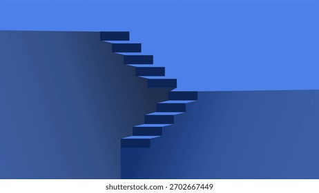 Treppe, flache Illustration, tiefe Hintergrund, Rolltür 