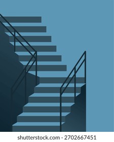 Treppe, flache Illustration, tiefe Hintergrund, Rolltür 