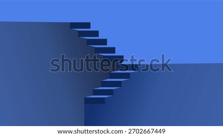 Staircase flat illustration deep background rolling door 